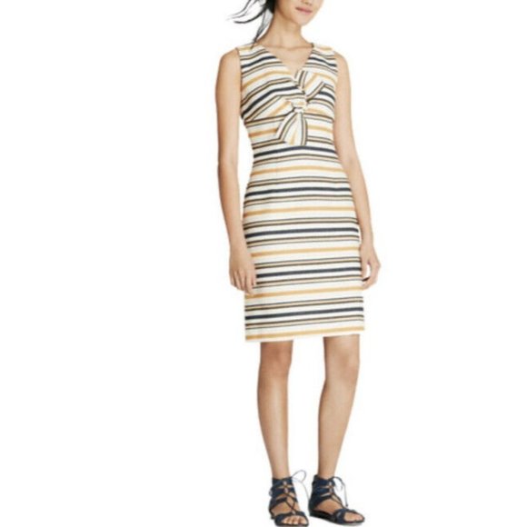 Brooks Brothers Striped Sleeveless Dress - Yellow, Black, White - Picture 1 of 9